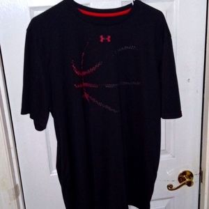Under Armour Men's Black Short Sleeve  TShirt with Red Accents ( XL)